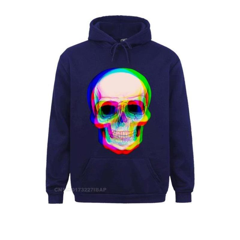 Vaporwave Neon Skull Techno Hipster Hooded Pullover Aesthetic Skull Watercolor Rainbow Space Skull Funny Tshirt For Men Camisa