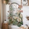 Arched Faux Window Wall Decal Flower and Butterfly Wall Sticker
