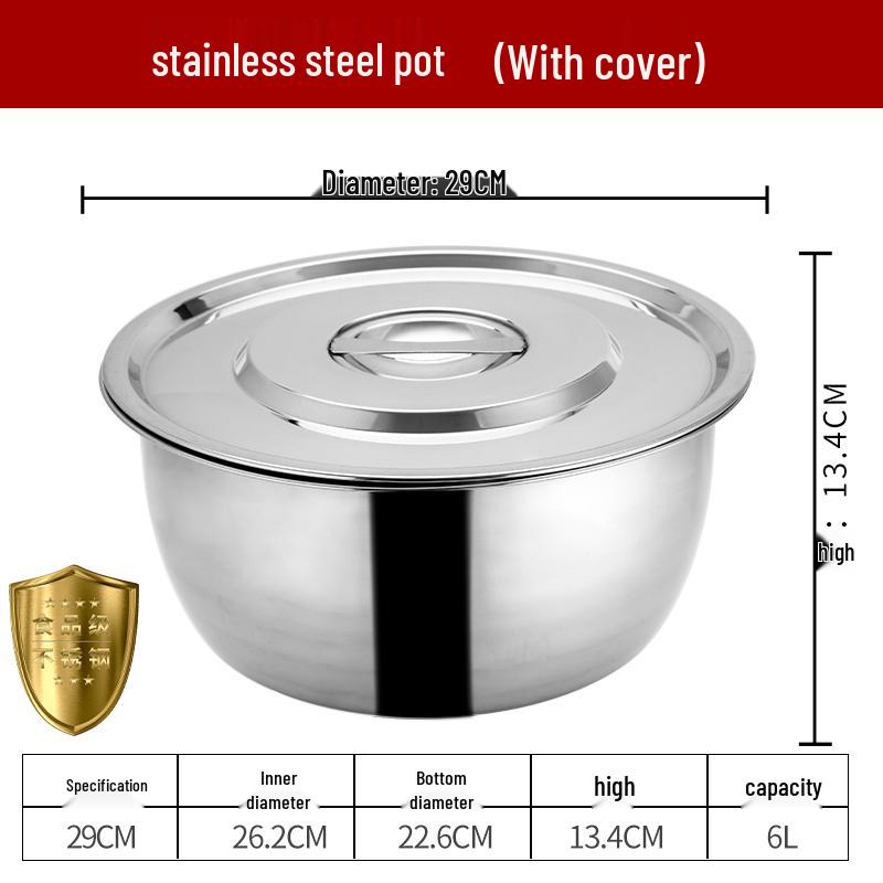 304 Stainless Steel Multi-Use Basin with Lid - Ideal for Washing Vegetables, Kneading Dough, Mixing, and Cooking