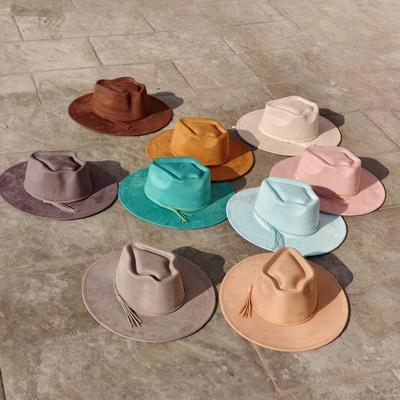 Vegan Suede Arrow-shaped Cap Women's Hat with Variousaccessoriesmen'sfedora Distressed Suede Hat Bohemianstylehat Men'sstraw Hat