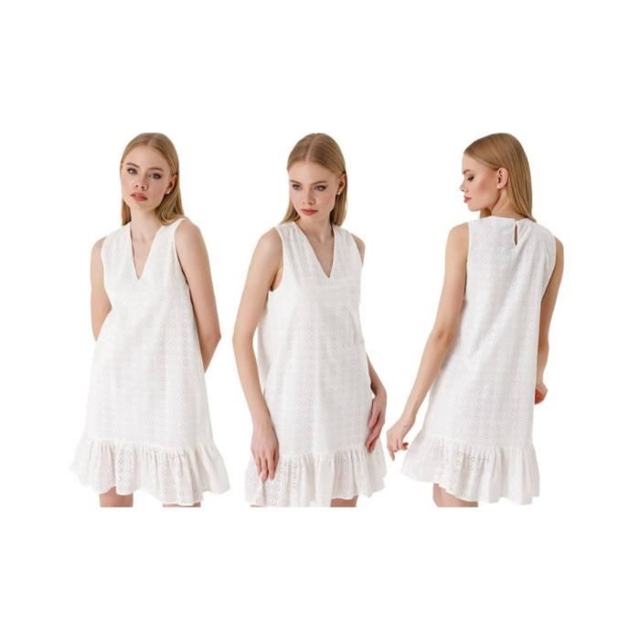 Robe Fluide sans Manche - Blanc - Femme - Adulte