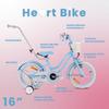 Sun Baby Silver Moon Blue 16-Inch Girls' Bike for Ages 4–6 with Training Wheels, Push Handle and Basket