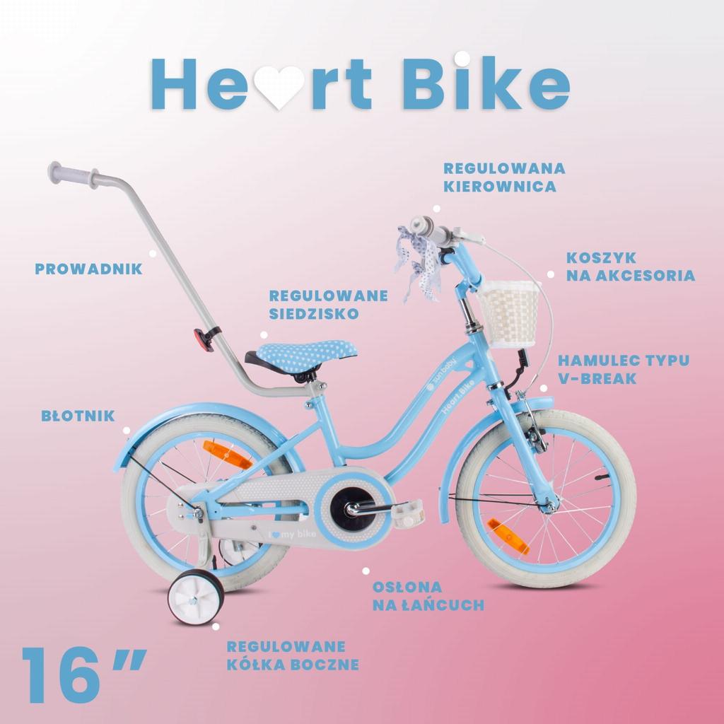 Sun Baby Silver Moon Blue 16-Inch Girls' Bike for Ages 4–6 with Training Wheels, Push Handle and Basket