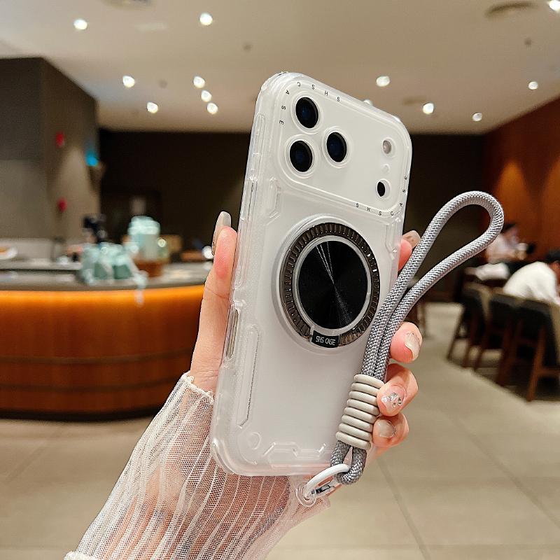 

For Magsafe Magnetic 360°Rotat Metal Car Bracket 3in1 Lanyard Phone Case For iPhone 17 Pro Max Air 15 11 12 13 14 16 Pro Max E iPhone 11 прозорий