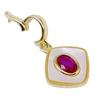 18K Gold Plated Colored Diamond Square Pendant with Chain - Pearl Necklace & Sweater Jewelry Accessory
