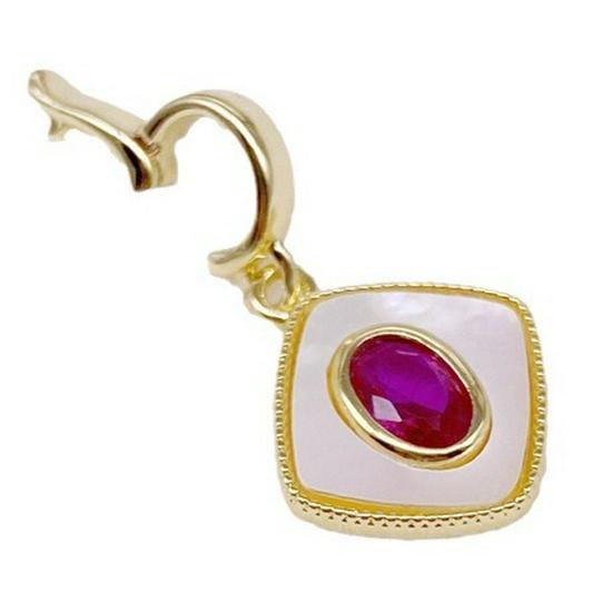 18K Gold Plated Colored Diamond Square Pendant with Chain - Pearl Necklace & Sweater Jewelry Accessory