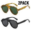 2PACK New Fashion Men Women Sunglasses Large Frame Retro Glasses Uv Protection for Outdoor Travel Eyewear Mountaineering Glasses