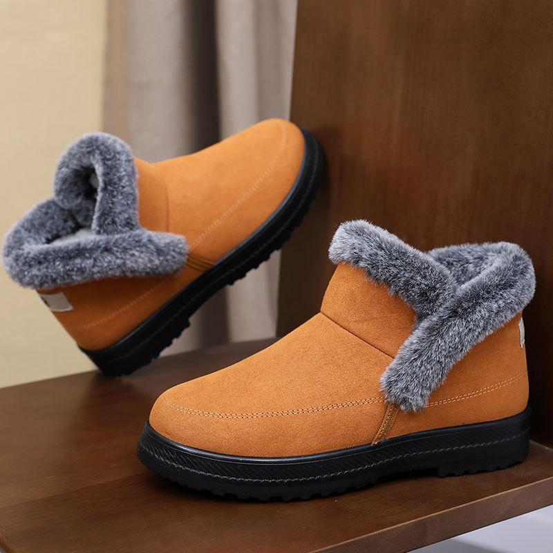 Women's Fuzzy Snow Boots With Fur Lined Warm Ankle Boot Faux Suede Anti-Slip Winter Shoes for Women Outdoor Chunky Platform Walking Short Booties