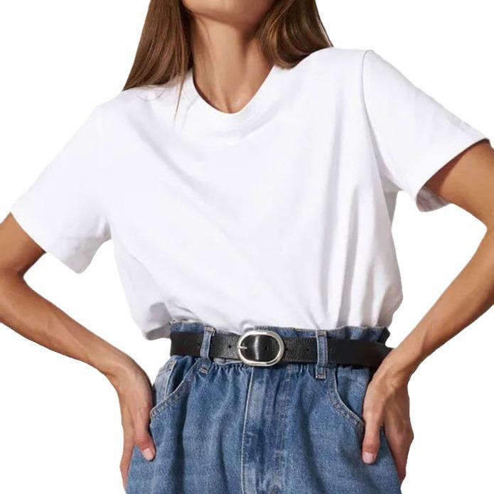 2024 European & American Women's Casual Loose Solid Color Short-Sleeved T-Shirt for Spring/Summer