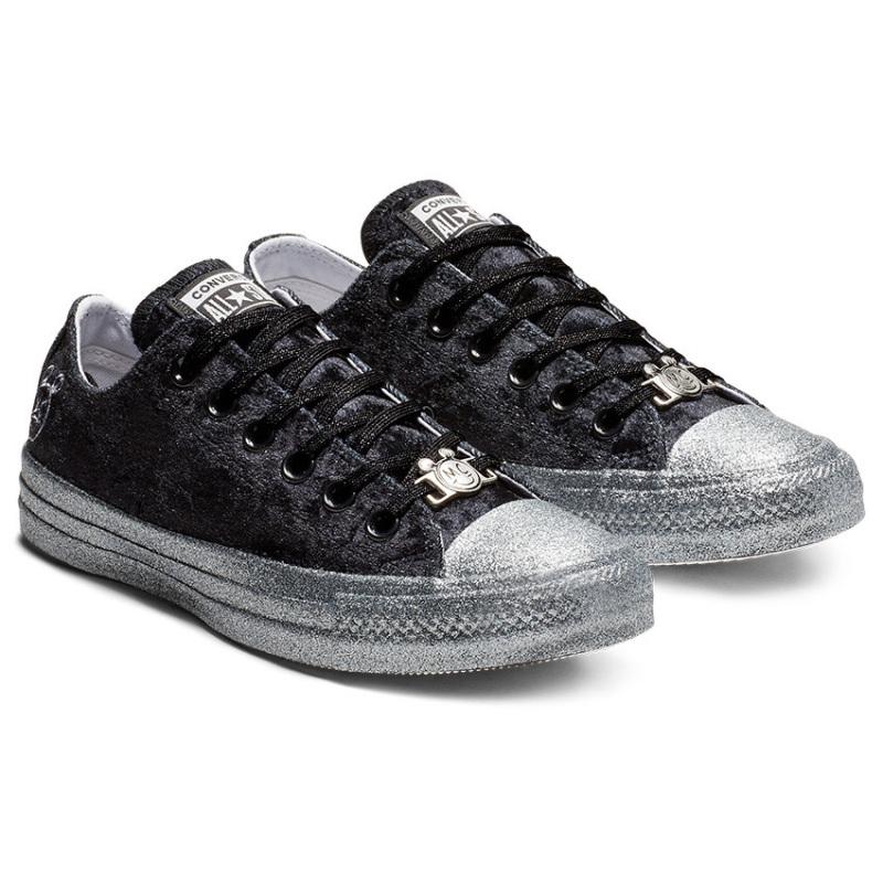 Miley Cyrus x Converse Chuck Taylor All Star Low Trendy Comfort Low-Top Canvas Women's Black & Silver