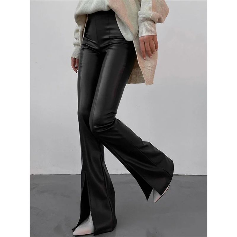 Sexy Slim Slim Fit Micro Flared Pants Sexy Slit Slim-Fitting Bootcut Pants