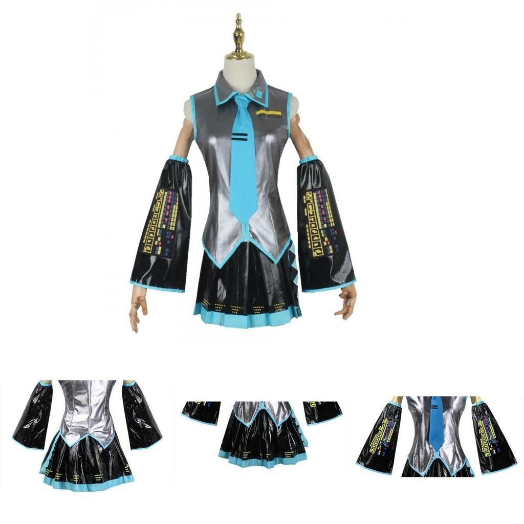 Hatsune Miku Vocaloid Pu Cosplay Top Kleid Krawatten Set für Weihnachtsshow