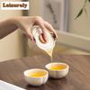 Cream Style Travel Tea Set Kit Handmade Set Of Cups 1 Pot 2 Cups Tea Making Organizer Portable Camping Handbag Accessories Craft