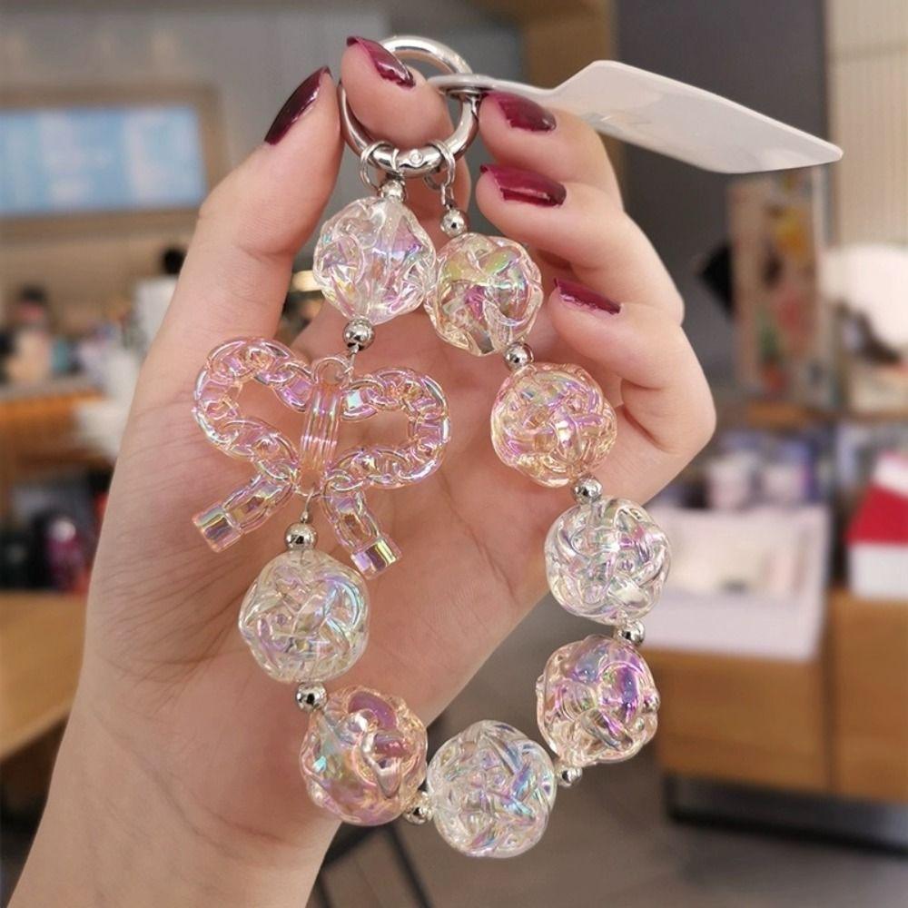 Bag Hanging Sweet Candy Keychain Irregular Transparent Beads Pendant Beaded Phone Chain  Gifts