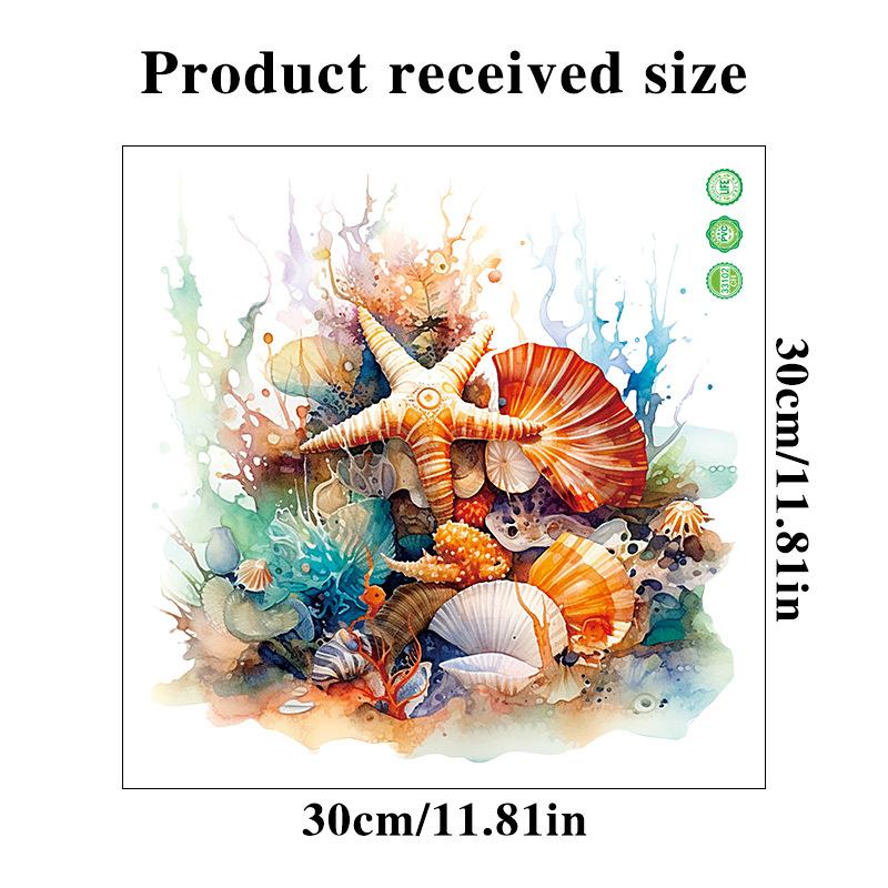 1pc Sea Starfish Shell Toilet Sticker, Bathroom Marine Style Decorative Decal, Bathroom Door Sticker