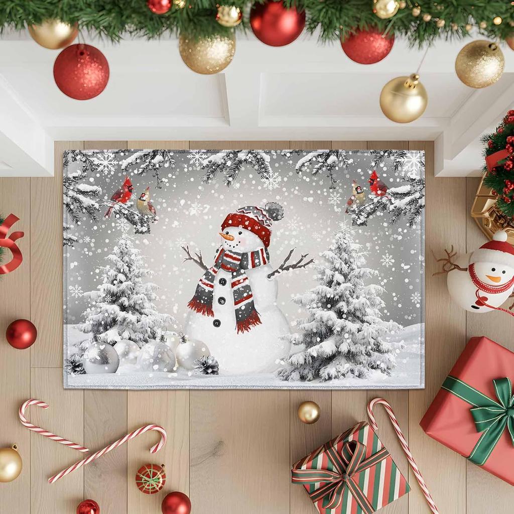 Christmas Snowman Xmas Tree Snowflake Entrance Doormat Decor Non Slip Corridor Balcony Rugs Bedroom Floor Mat Xmas Decor