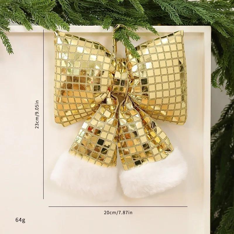 Christmas Tree Ornaments Mirror Bow Elegant Holiday Hanging Decor Hotel Window Display Festive Decoration Christmas Decorations