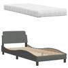 Bed With Mattress, Dark Gray, 90X190 Cm, Upholstered