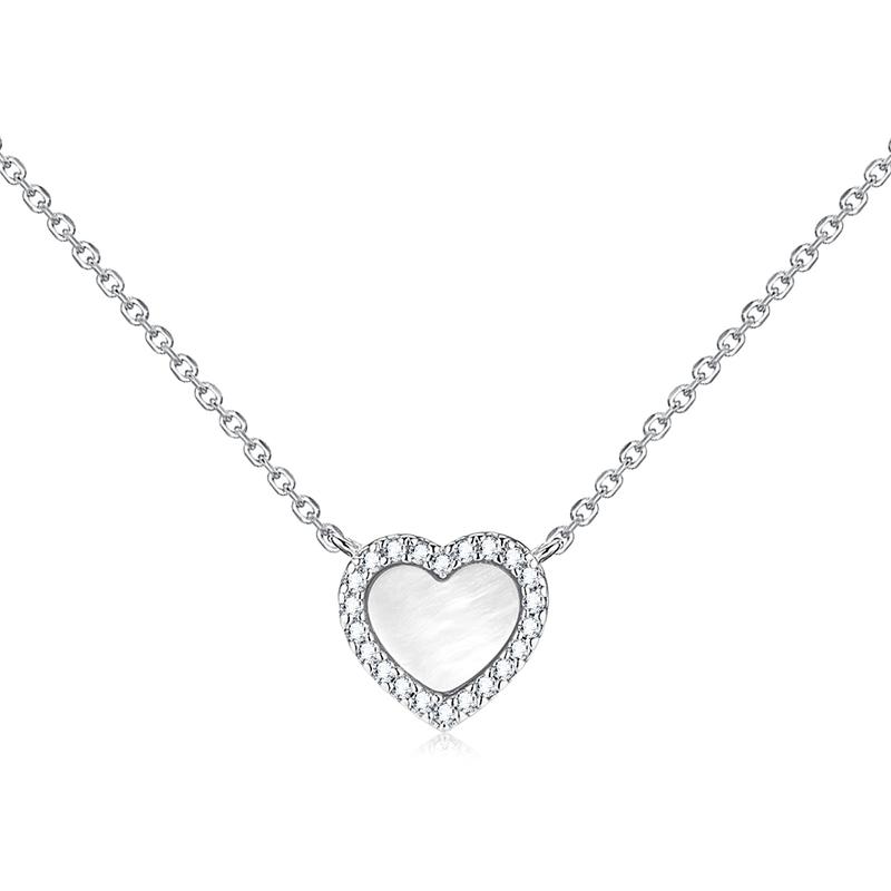 APM Monaco ETERNELLE [Romantic Confession] White mother-of-pearl love adjustable 925 silver synthetic cubic zirconia necklace for women AC6437OXNC