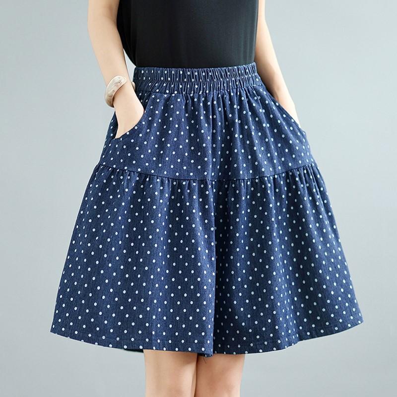 High Waist Plus Size Vintage Dot Casual Loose Summer Denim Shorts for Women Short Jeans