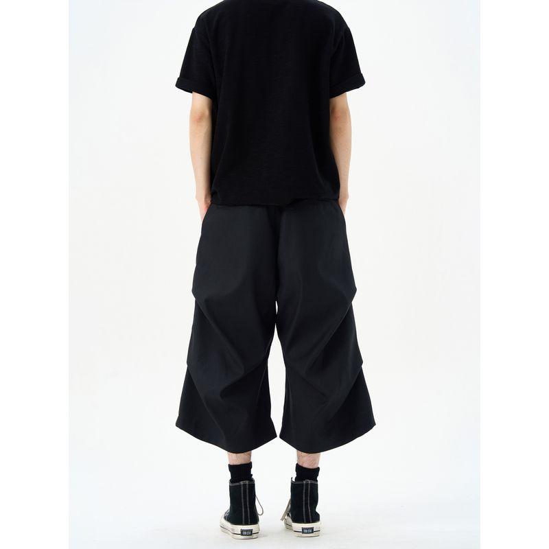 Kisko Simple American-Style Pleated Design Drapey Casual Trousers Unisex High-End Loose Cleanfit Shorts