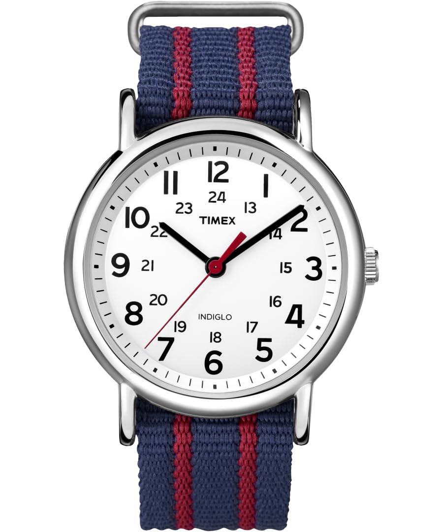 

Timex Weekender Central Park T2N747 Watch, White/Navy/Red, (Officially Imported)