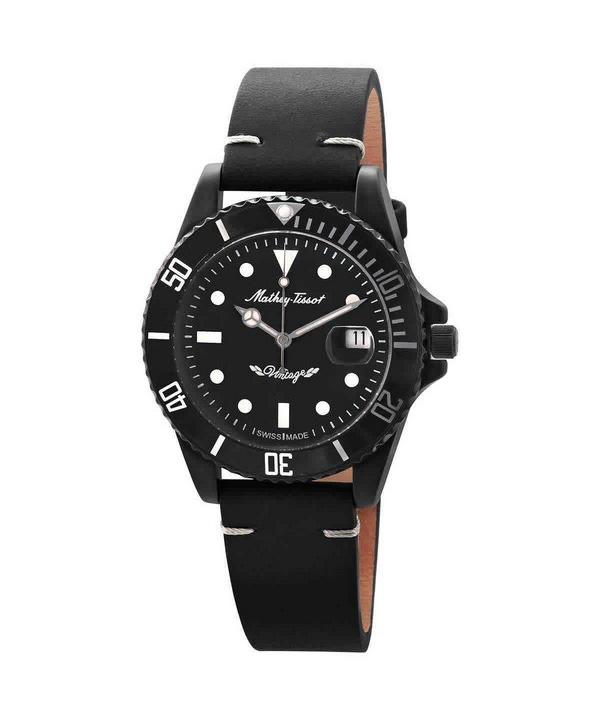 

Mathey-Tissot Mathy Vintage Автоматические мужские часы с кожаным ремешком с черным циферблатом H901BZNB 100M Мужские часы чёрный