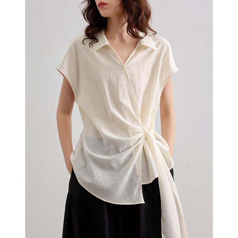 Demana Women s Linen Blend Side-Knot Blouse XL