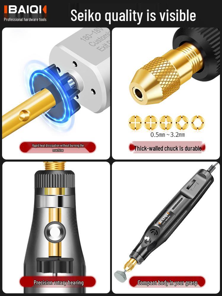 Mini Handheld Electric Grinder for Jade & Wood Carving, Cutting, and Polishing
