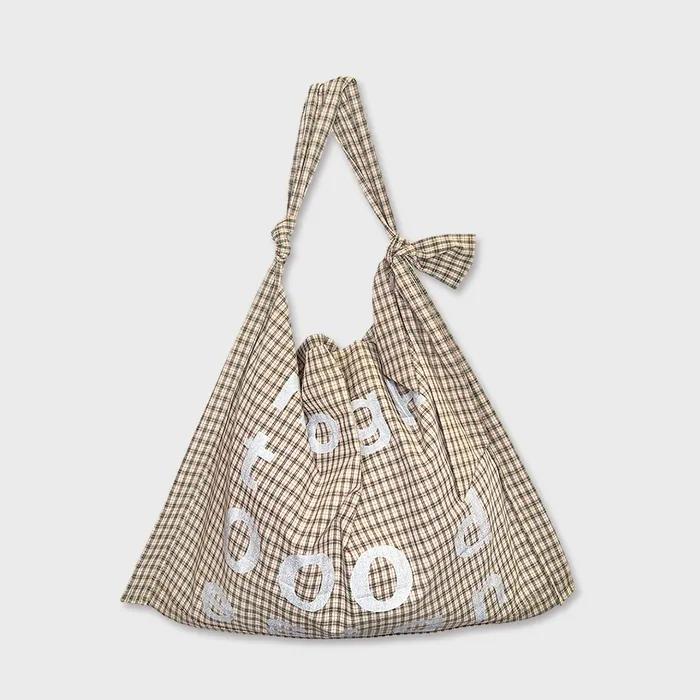 000Design Cotton Check Tie Bag / Olive