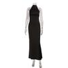 European and American style new women's clothing fashion texture slim temperament neck waist hip long dress dress