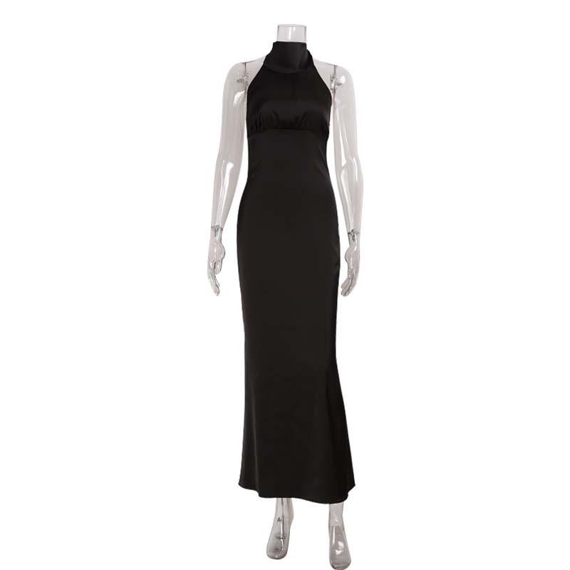 European and American style new women's clothing fashion texture slim temperament neck waist hip long dress dress