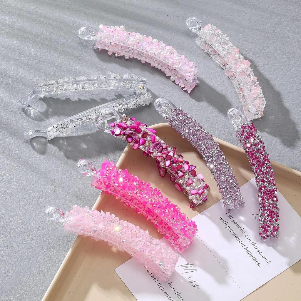 New Color Pan Hair Banana Clip Light Luxury Stone High-end Fashion Ponytail Clip Hair Accessories Hairpin