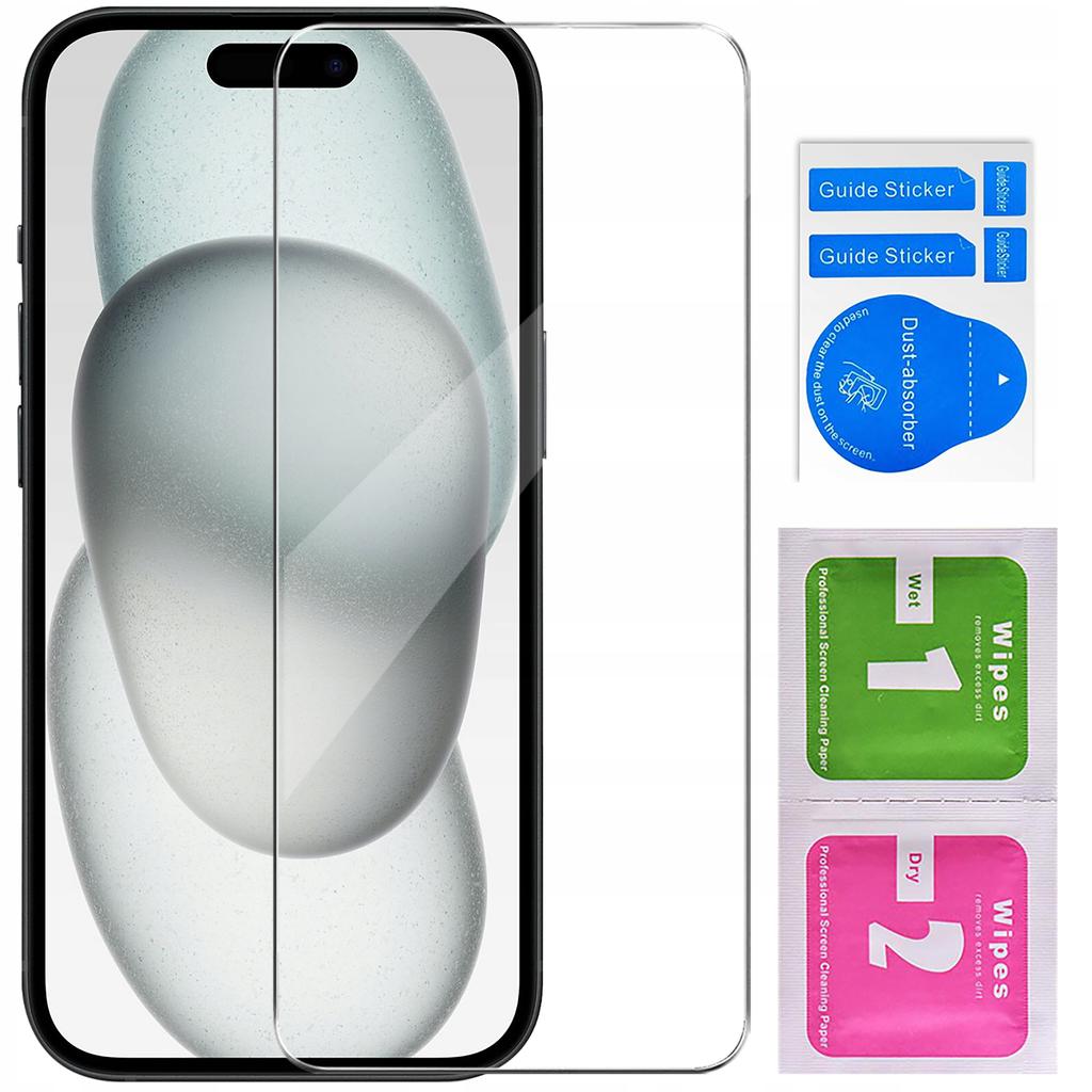 SLIM Case for iPhone 15 CLEAR CASE CLEAR BACK + 9H Glass