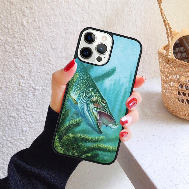 Pike Fishing Bait Spinner Phone Case for iPhone 17 Air 16 15 14 12 13 PLUS 11 PRO MAX Back Cover Fundas Shell