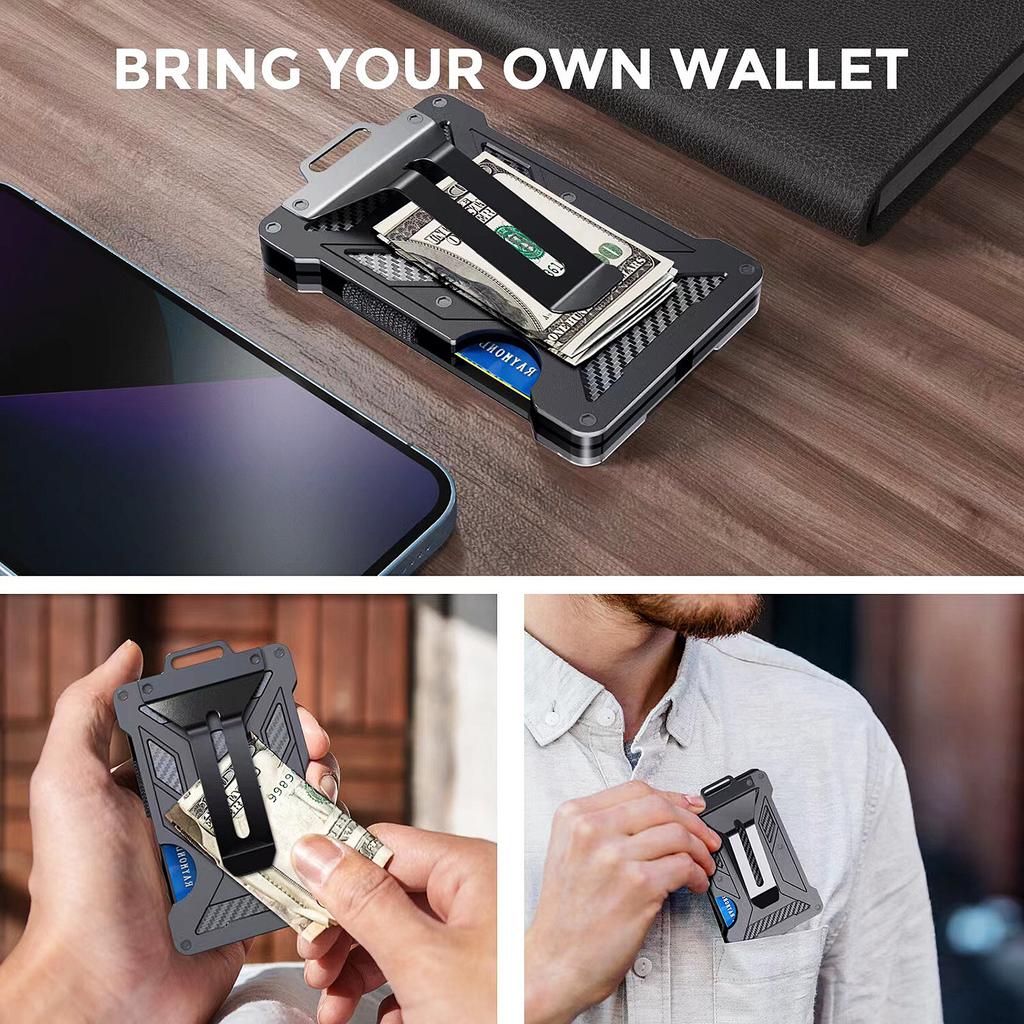 Wallets for Men Slim Aluminum Metal Money Clip 1 Clear Window ID Card Holder RFID Blocking Holds Up 15 Cards  Cash Clip Ultra-Thin Minimalist Wallet