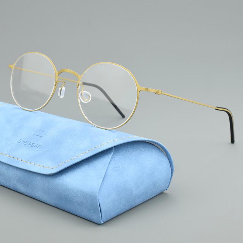 Round Glasses Frame Men Women Korea Eyeglass Frames 5504 Titanium Brand Eyewear Retro Ultralight Eyeglasses Business Spectacles