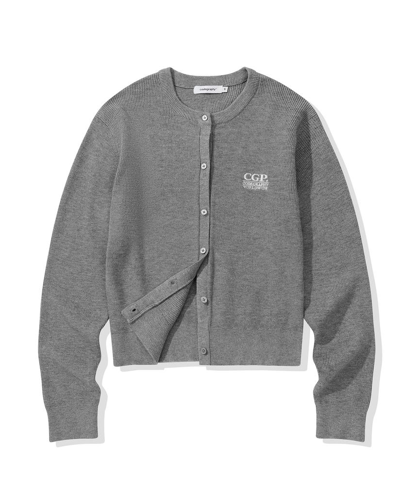 CGP (Women) Square Logo Knit Cardigan_Dark Gray