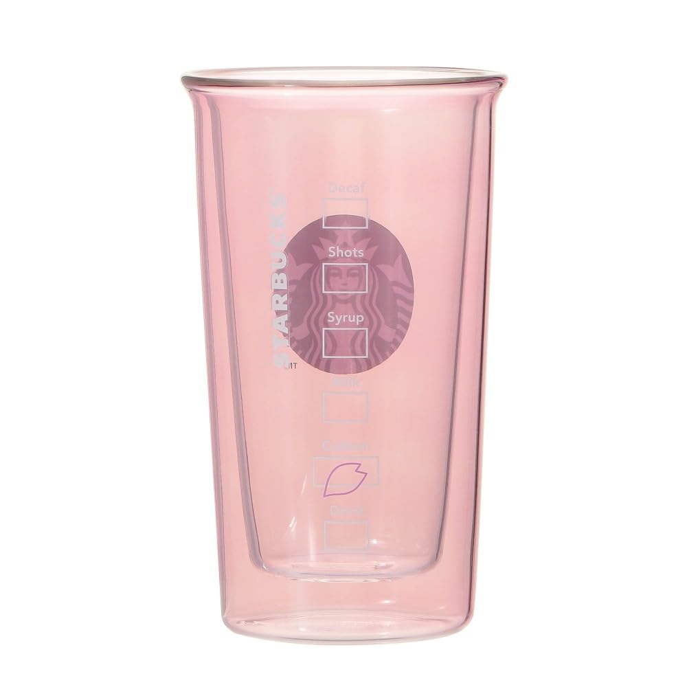 Starbucks SAKURA2025 Double-Wall Heat-Resistant Glass, Pale Pink, 355ml, Sakura Design