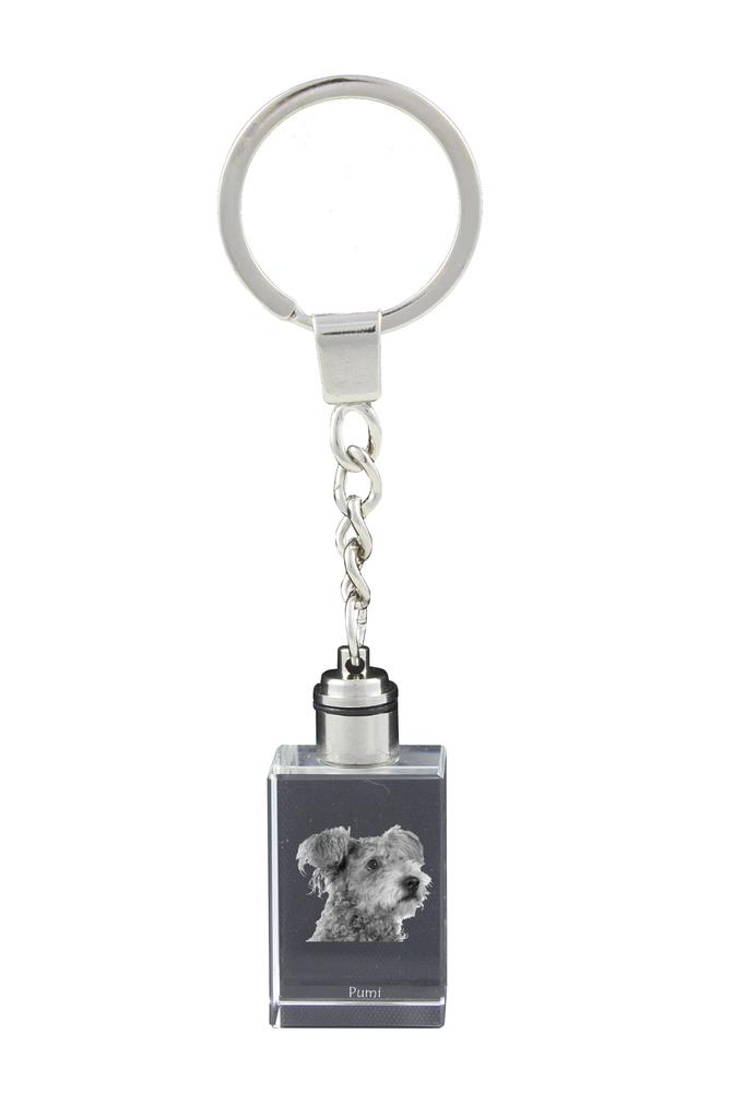 Pumi, Hungarian Pumi, Hungarian Herding Terrier - Crystal Key Ring with Dog Photo, Illuminated Key Ring, Unique Gift by Art-Dog Brand
