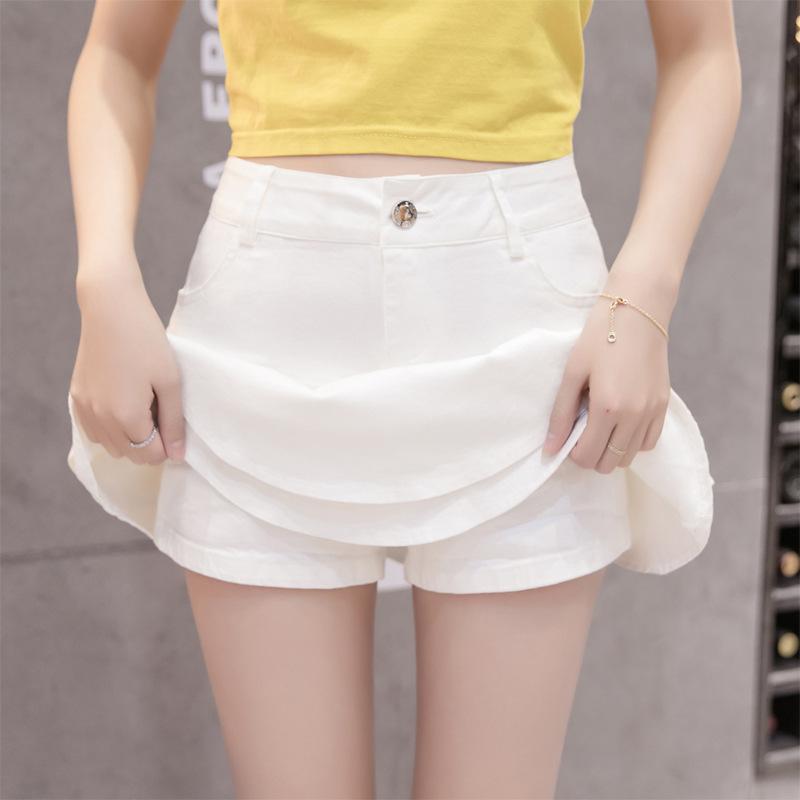 Jupe Vintage Denim Mini Skirts Women Summer Sexy Solid Color Ball Gown Skirts Jeans Female Casual Pocket Slim A-line Mini Skirts Pleated Skirt