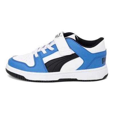 Rebound Layup Lo Comfortable Low Top Kids Basketball Shoes Kids Sneaker White Blue Black 370492-06