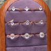 S925 Sterling Silver Rose Gold-Plated Pink Crystal Ring Collection: Classic Princess Styles & Twisted Arm Designs with Colored Gemstones.