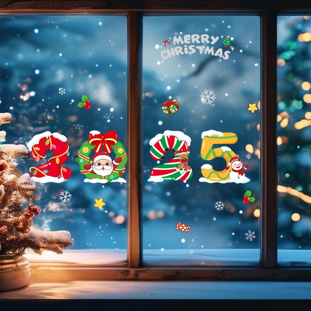 Window Stickers, Snowflakes, Glitter Christmas Decoration Window Stickers, Static Christmas Window Stickers(1PC)