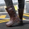 Fashion rain shoes men's medium tube non-slip waterproof shoes new fashion outdoor water boots warm kitchen rubber shoes men's fashion