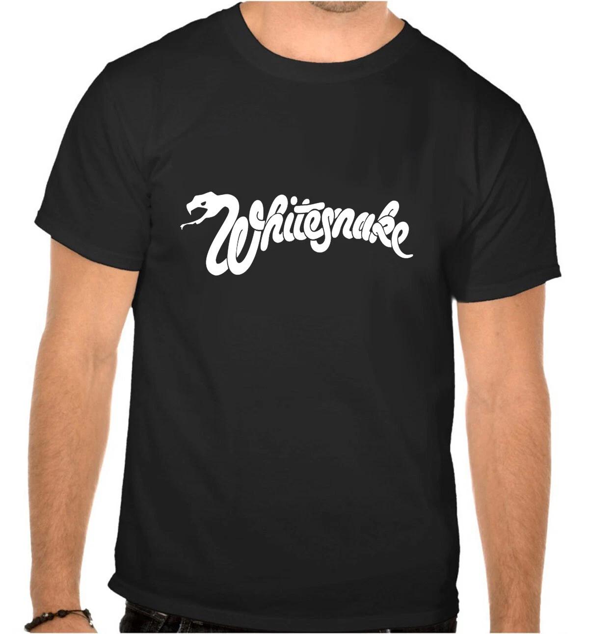 WHITESNAKE Rock Music Logo Black 100% Cotton T-shirt Mens Tees Top -1167- XL