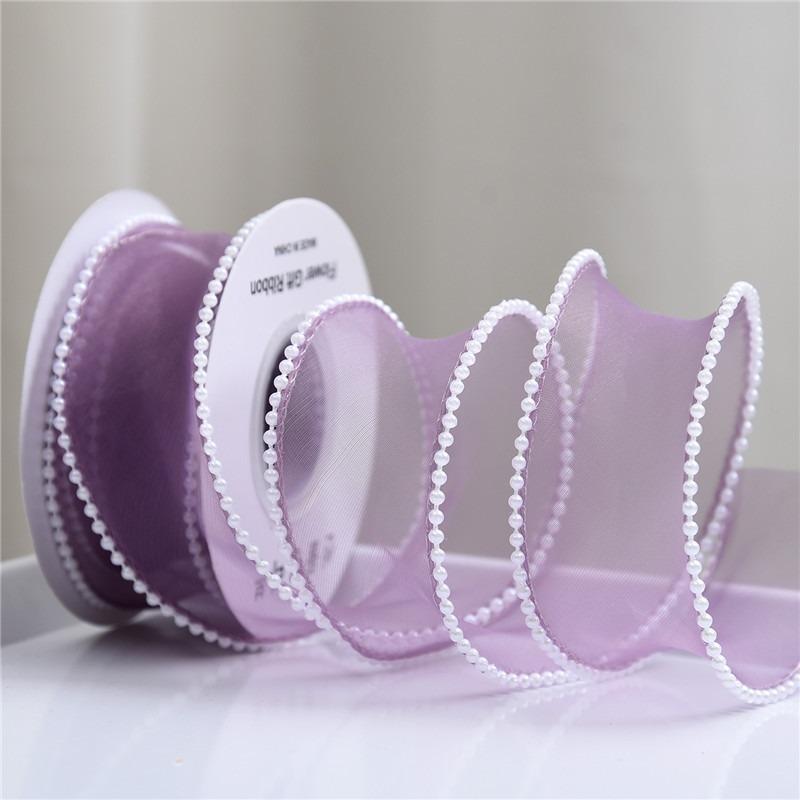 10 yards Rotolo di nastro di organza di colore pieno con bordo ondulato a coda di pesce per bouquet di fiori, regali, confezioni, decorazioni per feste di nozze