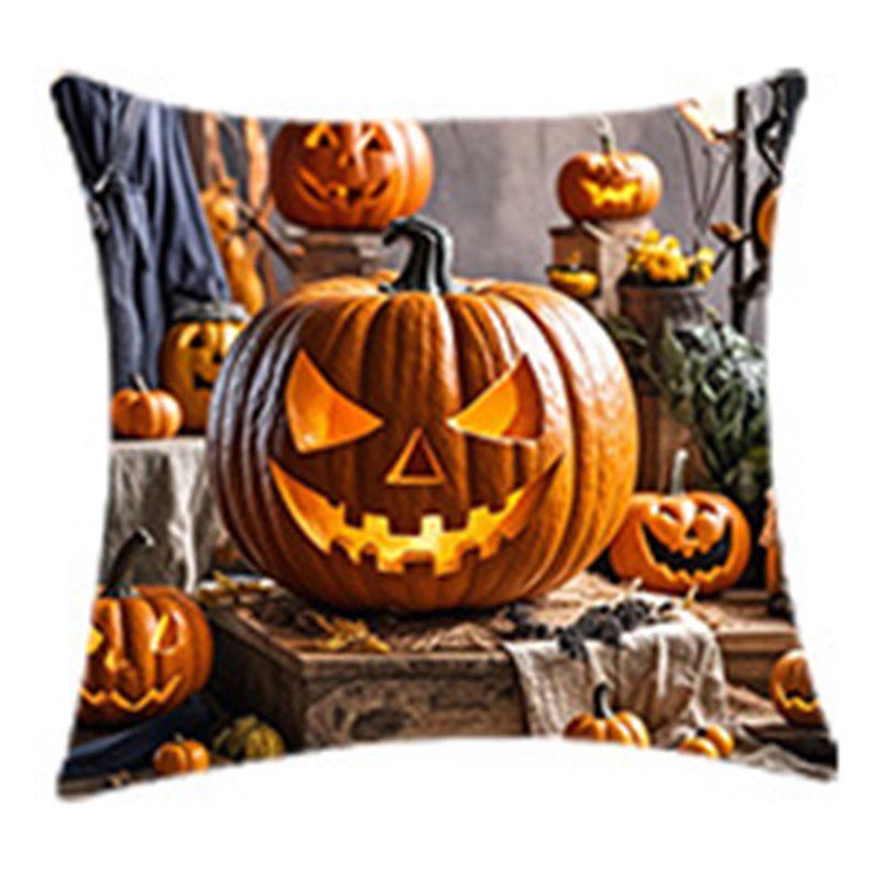 Autumn Feng Halloween Pumpkin Throw Pillow Cushion in Linen 45*45 (without core)