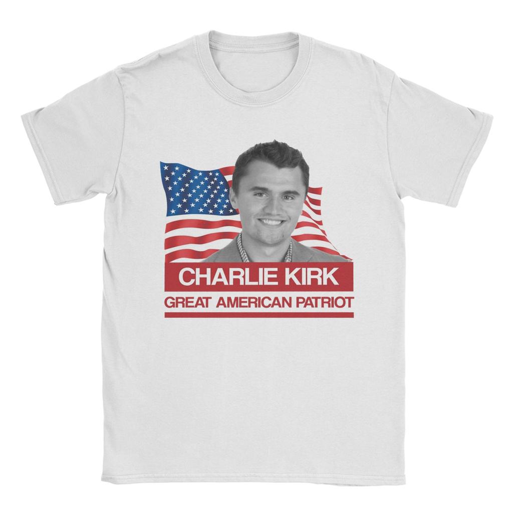 Charlie Kirk T-Shirt für Herren 100% Baumwolle Lustige T-Shirts O-Ausschnitt T-Shirts Kurzarm Kleidung Grafik