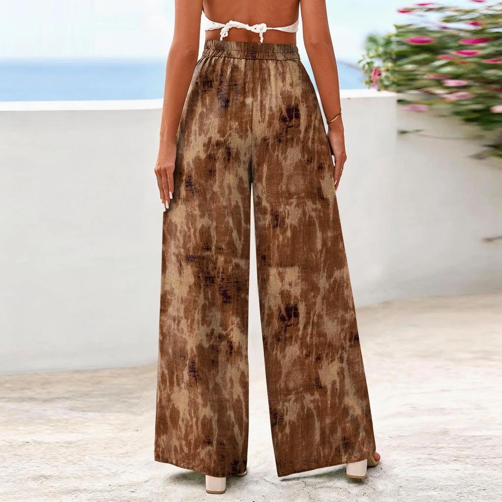 Weit geschnittene, lässige Damenhose mit fließendem Blumenmuster
